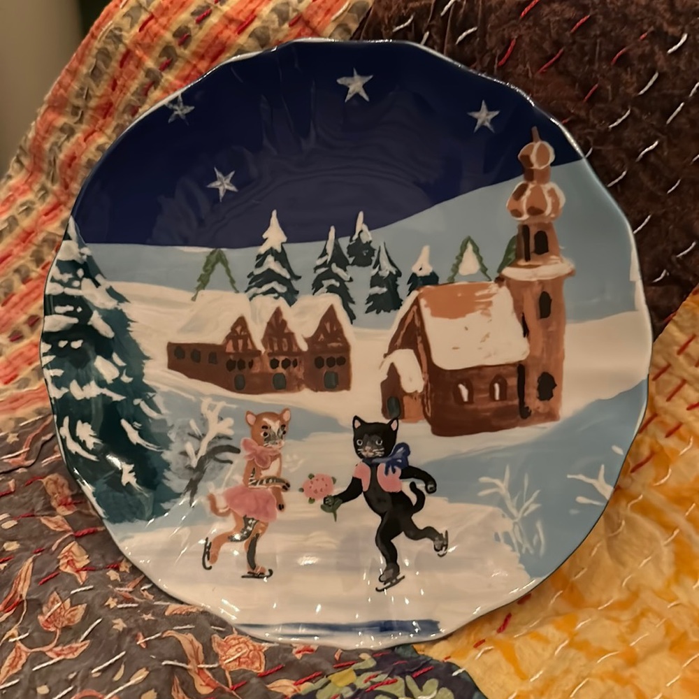 Beautiful Christmas plate by french artist Nathalie Lete for Anthropologie